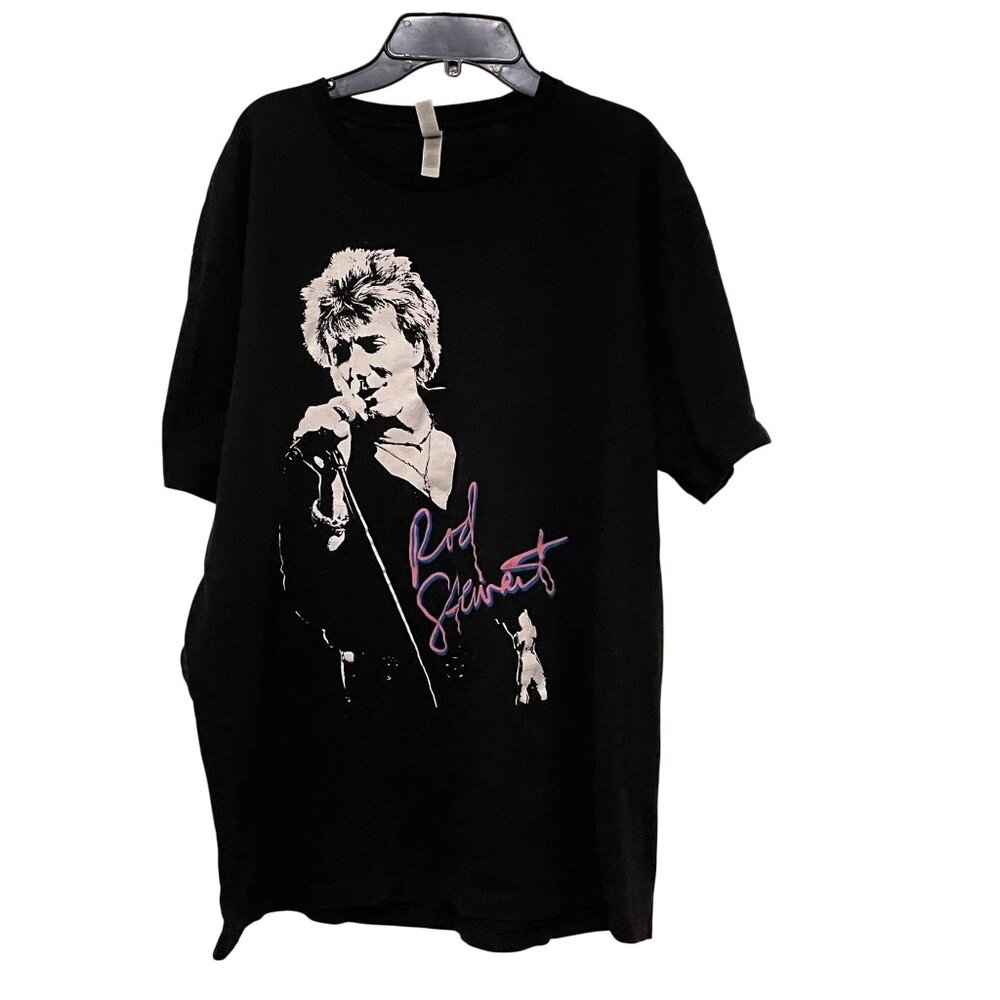 Rod Stewart 2018‎ Tour Black Graphic T-Shirt Unisex Short Sleeve Cotton Large